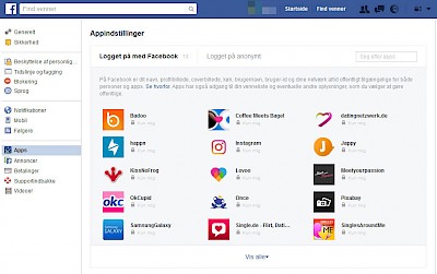 Facebook Apps list